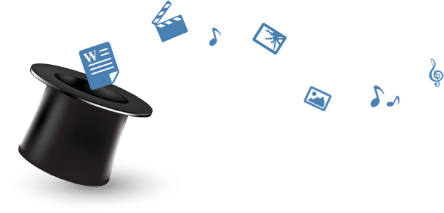 Cylinder from which the files of various formats fall